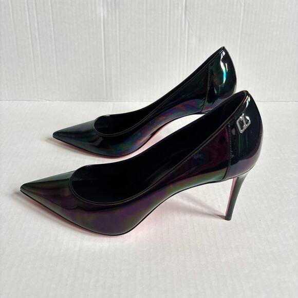 Christian Louboutin Sporty Kate 85 Patent Leather Black High Heel Pumps Size 37 - Picture 6 of 14